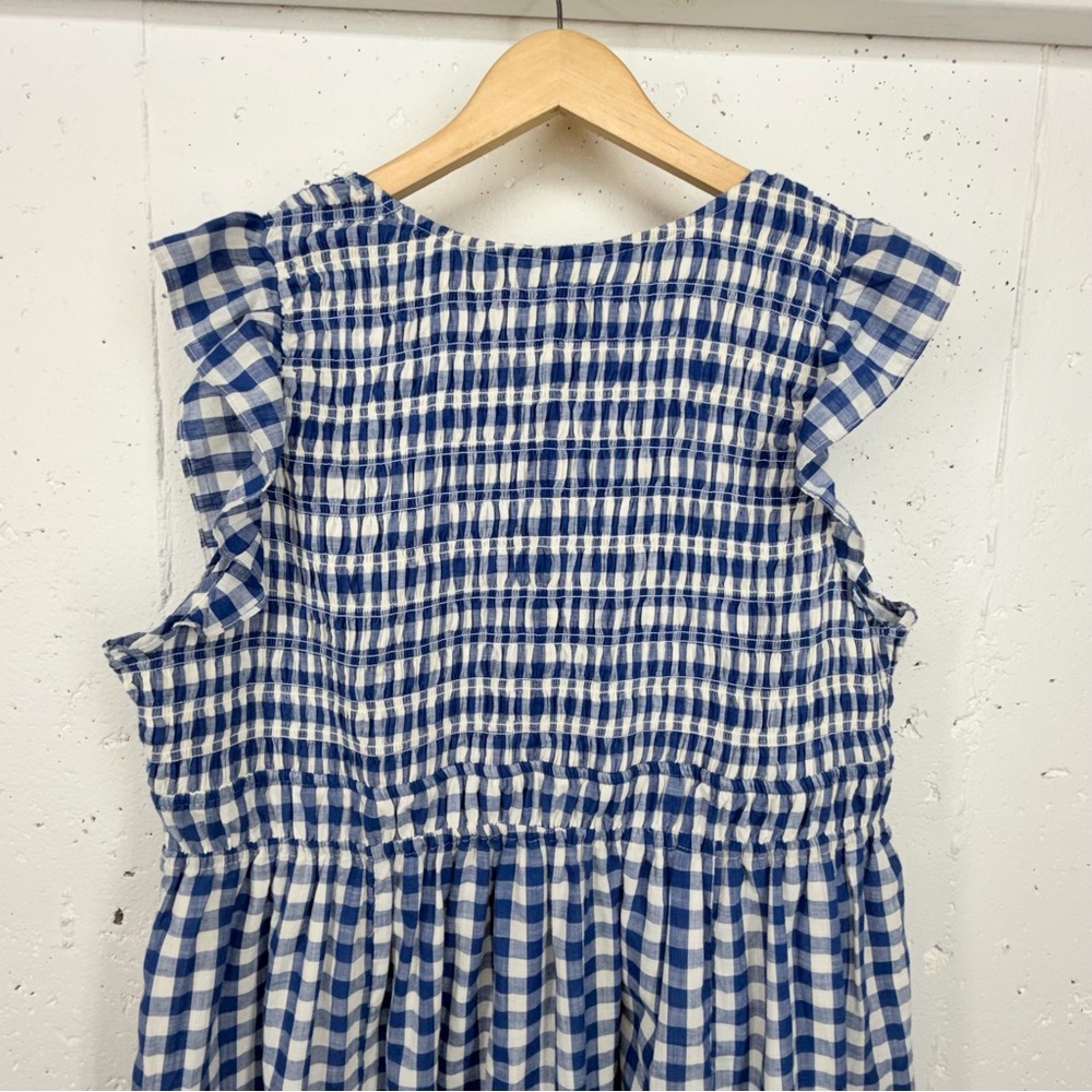 Anthropologie Size 1X Peregrine Blue & White Checkered Gingham Mini Dress - Picture 6 of 15